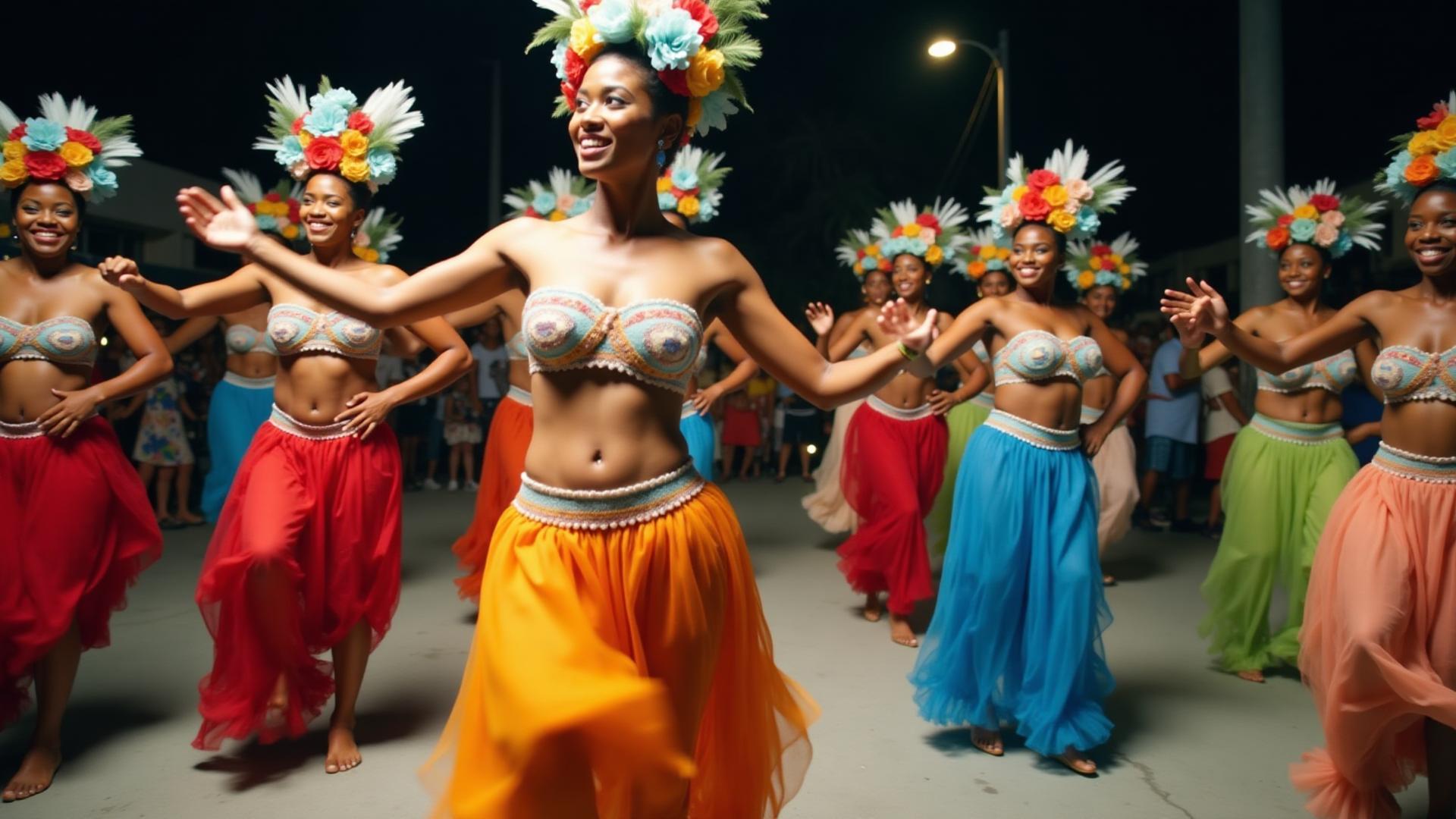 Traditional Bajan dancers performing at a Caribbean festival