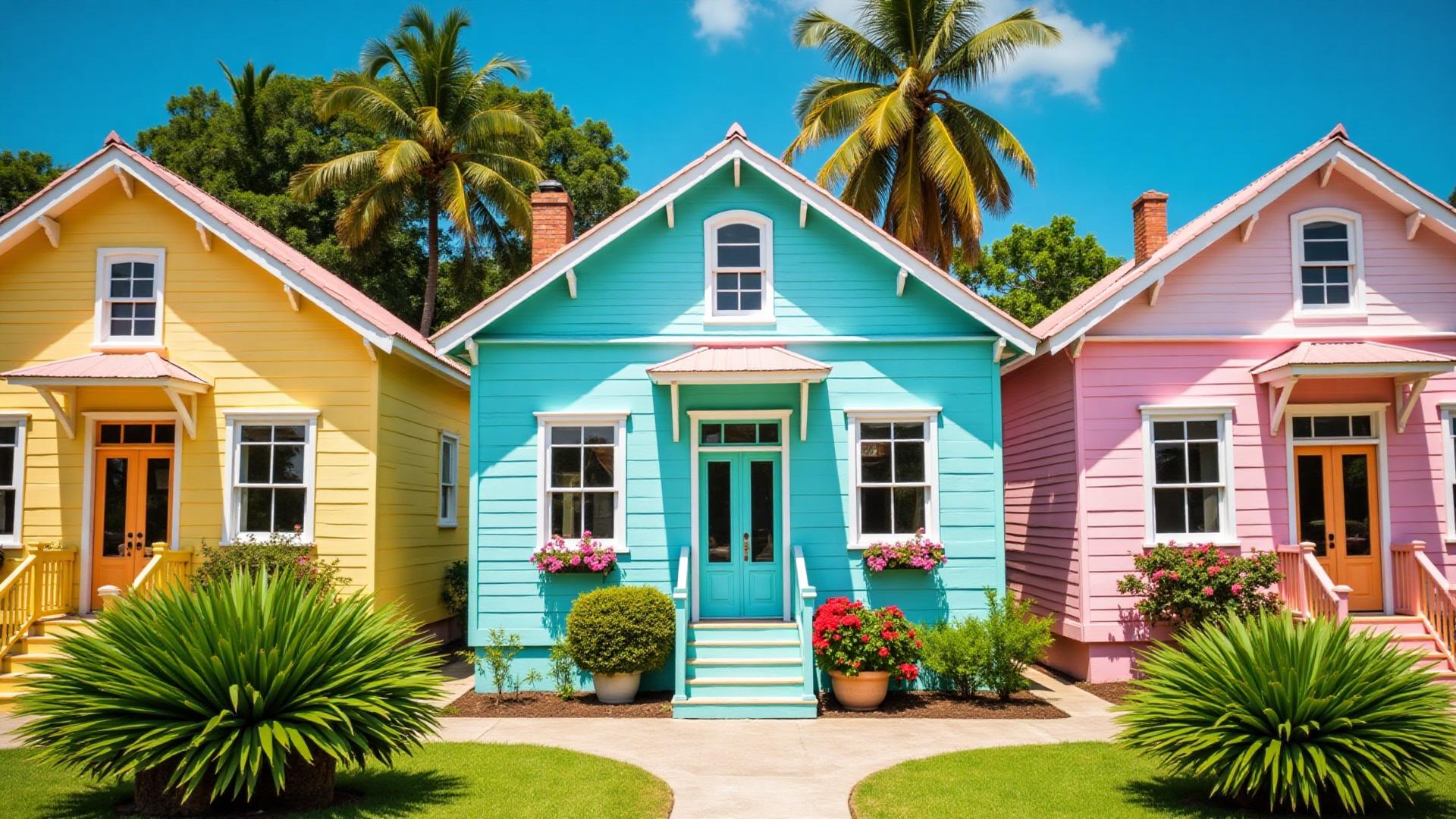Colorful traditional chattel houses of Barbados